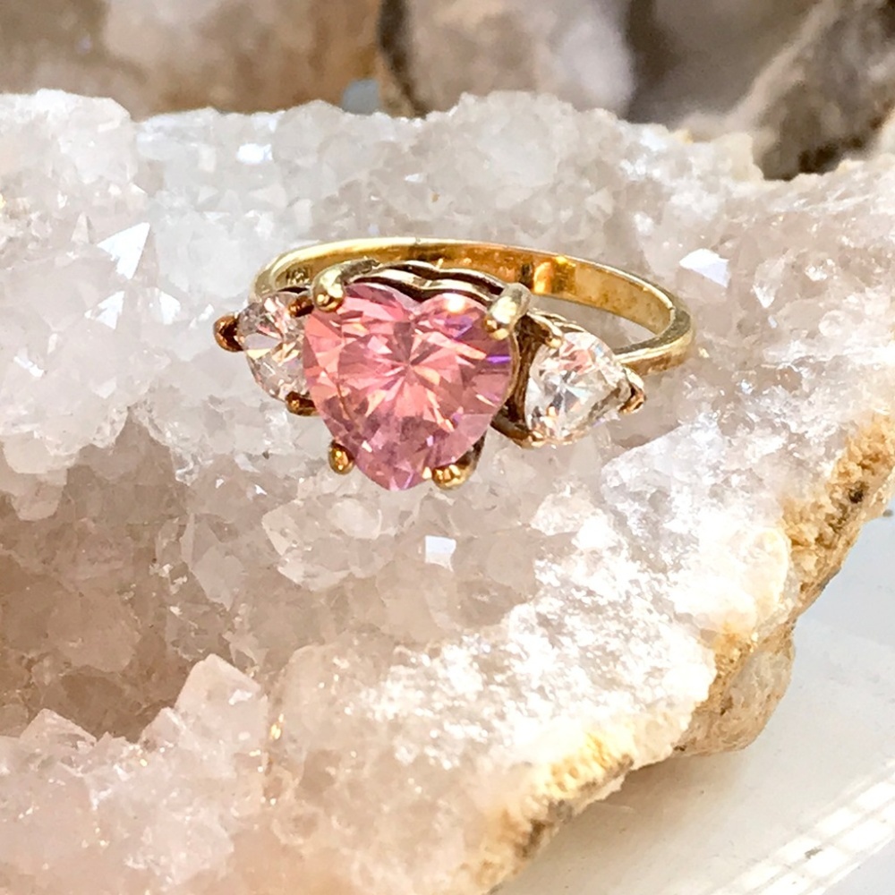 Yellow Gold Plated Sterling Silver Pink Ice Ring